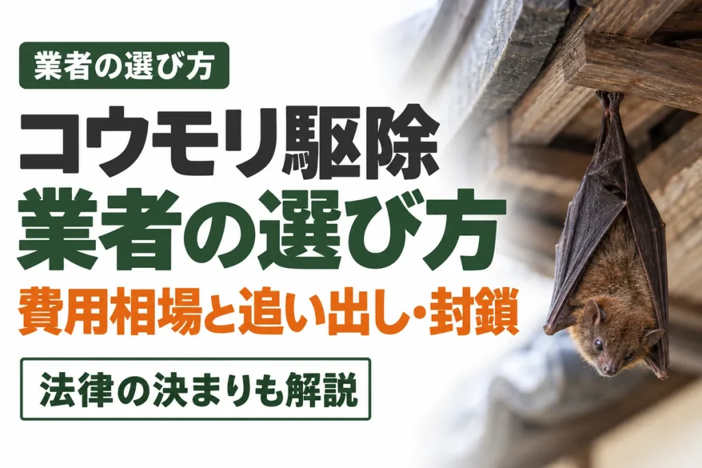 コウモリ駆除業者の選び方と費用相場｜法律で決まっている「追い出し」と封鎖【2026年】