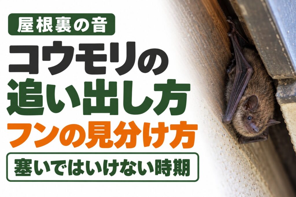 コウモリの屋根裏・壁の中の音｜フンの見分け方と、追い出して塞ぐ時期