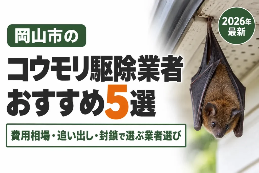 岡山市のコウモリ駆除業者おすすめ5選｜費用相場・追い出し・封鎖で選ぶ失敗しない業者選び【2026年】
